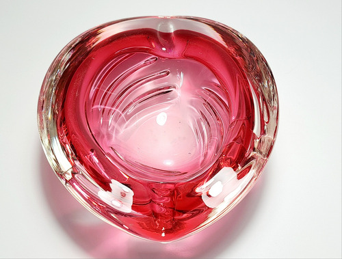 Cenicero En Cristal De Murano Color Rosa Vintage Diseño