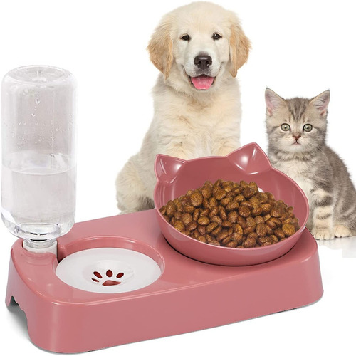 Doble Bowl Plato - Fuente Para Mascotas - Inclinado