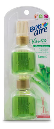 Set X2 Ambientadores Varitas Aromatizantes Bambú 80ml Cu