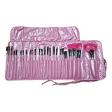 Set 24 Pinceles Profesionales Para Maquillaje Color Rosa