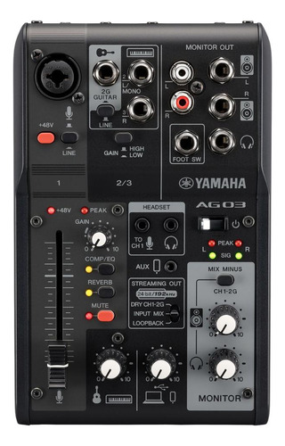 Mesa De Som Yamaha Ag03mk2 Bk Com Interface Usb 3 Canais