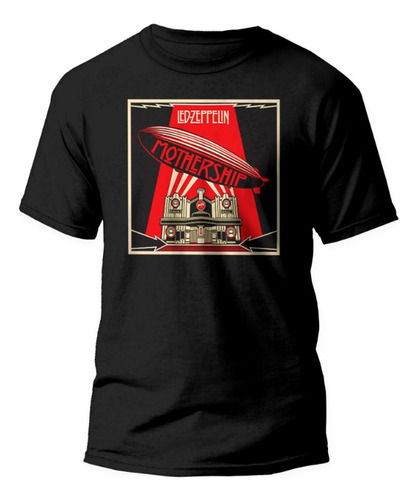 Playera Negra Led Zeppelin Mothership Globo Aerostático 