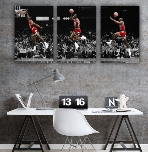 Cuadro Decorativo Michael Jordan Basketball Set De 3 Piezas