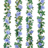 4 Guirnaldas De Flores De Rosas Artificiales Azules 