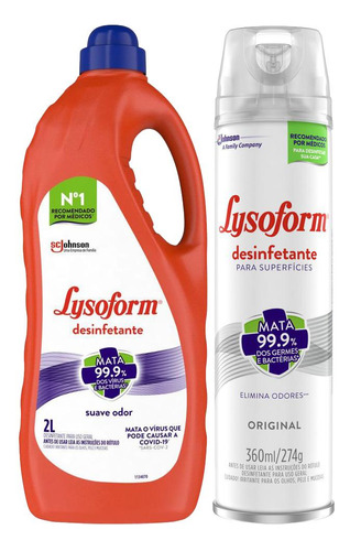 Kit Desinfetante Lysoform Suave Odor 2l + Original 360ml