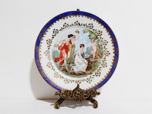 Plato Decorativo Porcelana Alemana Saxe De 18,5 Cm (b)