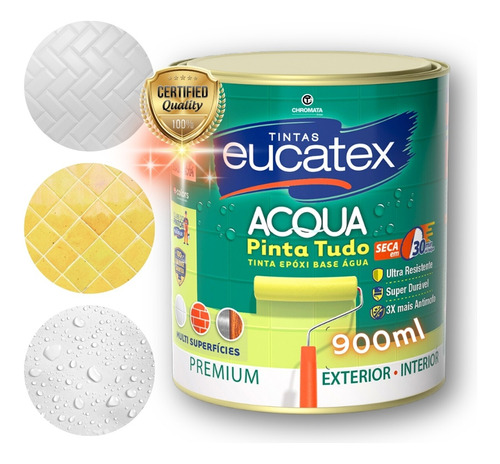 Tinta Para Azulejo Epóxi B Água Eucatex 800ml Escolha A Cor