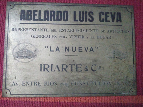 Antiguo Cartel Chapa De Bronce