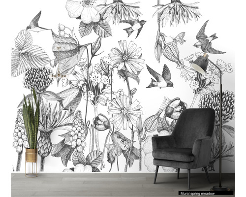 Vinilos Murales Empapelados Aves Flores Spring Meadow 