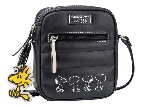 Bolsa Pequena Transversal Snoopy Woodstock Sp2290pt Preto