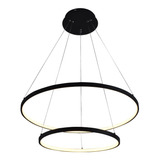 Lustre Pendente Moderno 2 Anéis Led 2 Arcos Dourado Bivolt  