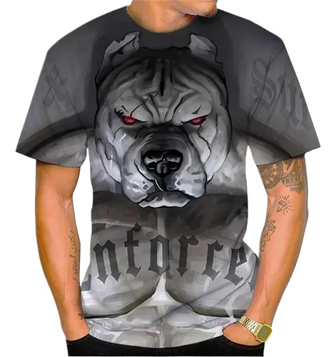 Camiseta De Manga Corta Con Estampado 3d Pitbull