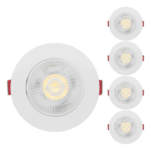 Kit 5 Spot Led 7w Dicróica Direcionável Redondo Luz Frio