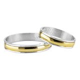 Par Alianzas Plata 950 Y Oro 18 K 3.5mm Compromiso Boda