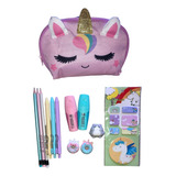 Estuche Unicornio Kawaii Escolar Con  Lápices Y Accesorios