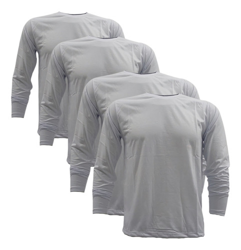 4 Camisa Manga Longa Cores Única Para Uniforme Trabalho Frio
