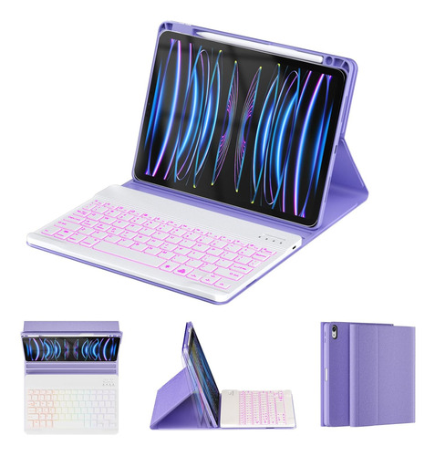 Funda C/teclado Oyeeice Para iPad Pro 11 3g/2g/1g Purple
