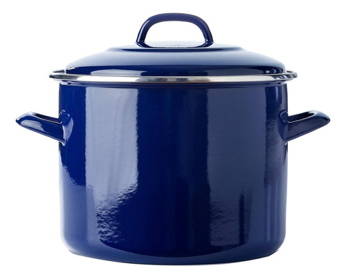 Bk Carbon Steel Blue Stockpot With Lid, 9 Qt, Blue 9 Qt S...