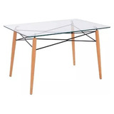 Mesa Vidrio De Comedor Cocina Eames Moderna Madera 160x90cm