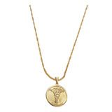 Pingente Medicina + Corrente Folheado Ouro 18k. C1p311