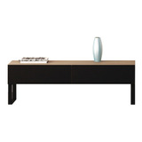 Modulo Plano 2 Cajones Nórdico Living Comedor Mueble Bajo 1,20x65 Patas Madera/metal Blanco/negro