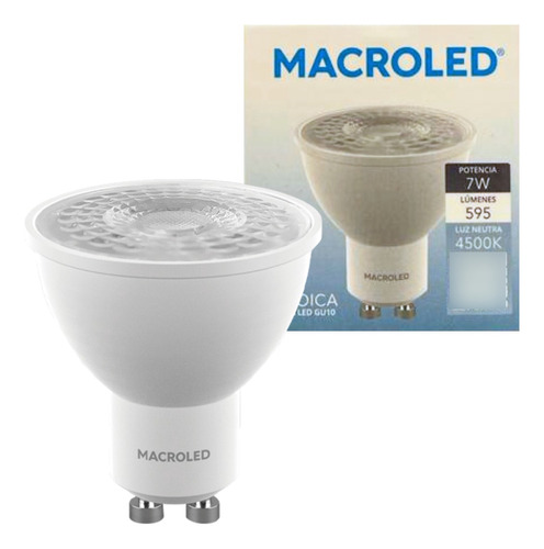 Pack X10 Lampara Dicroica Led Macroled 7w Blanco Neutro 4500