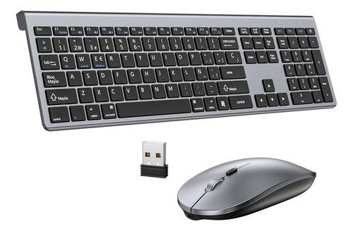 Kit Teclado Y Mouse Inalámbricos Recargable Bluetooth Y Usb