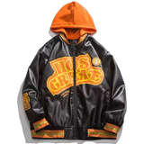 Chaqueta Bomber De Cuero Pu Para Hombre Y2k Hip-hop Streetwe