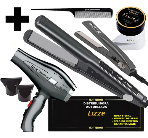 Kit Lizze Prancha Extreme 480º + Secador Extreme + Mini C/nf