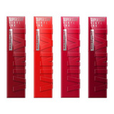 4 Labiales Superstay Vinyl Ink Rojos Hasta 16h Maybelline