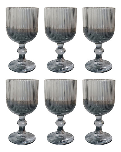 Juego De 6 Copas De Vino Cristal De Colores Vintage Labrado