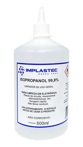 Álcool Isopropílico Limpeza De Placas Telas 500ml Implastec