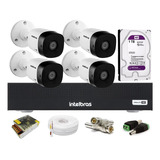 Kit 4 Cameras Intelbras 1220 Dvr 8 Canais Fullhd  C/ Purple