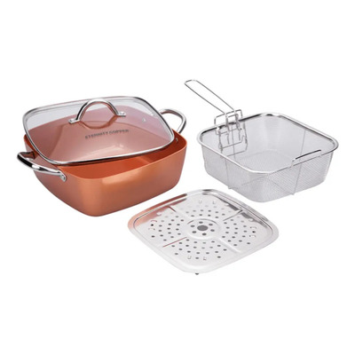 Eternity Copper Olla Cuadrada Cerámica Antiadherente 6.7L con Tapa | Mismo precio en cuotas