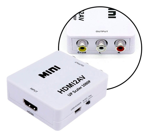 Conversor Hdmi A Rca Av Adaptador Portable Alimentacion Usb