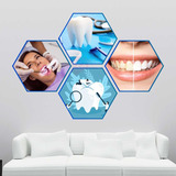 Vinilo Dentista Odontología Consultorio 4 Hexágonos D7