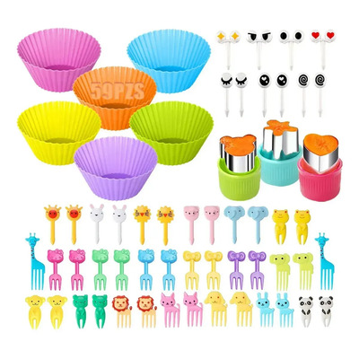 59pzs Mini Tenedores Palillos Animales Para Fruta Lunch Niños Y Cupcakes.para Escuela,viajes,comedor,cocina Y Camping Etc.feawiai | Meses sin interés