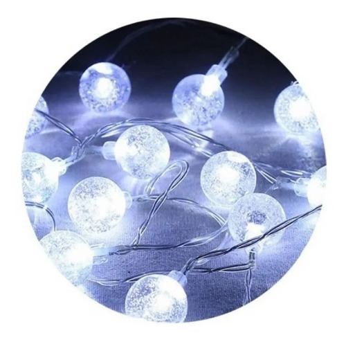 Guirnalda Led 20 Bolitas 4.5 Metros Pilas Navidad Blanco