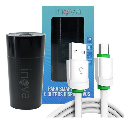 Carregador Portátil Power Bank 5000mah + Cabo 1m Usb Tipo C