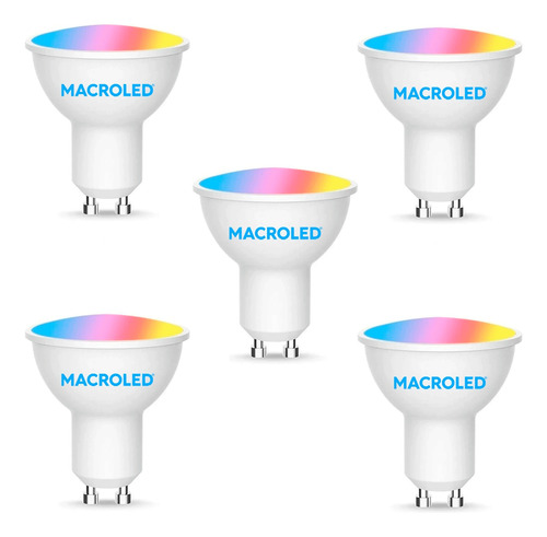 Combo X5 Lámpara Led Macroled Dicroica Wifi 5w Smart Rgb