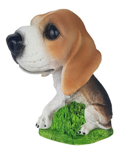 Estatueta Cachorro Beagle Na Grama Em Resina 15 Cm Altura