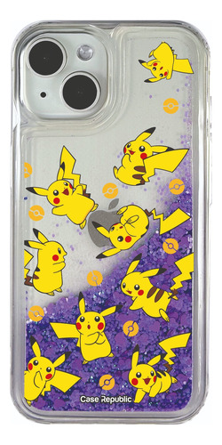 Funda Celular Para iPhone Pokemon Pikachu Glitter Liquida