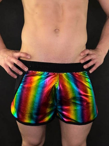 Short Corto Pride Lgbt Zuppo Arcoiris Color Brillo Sintetico