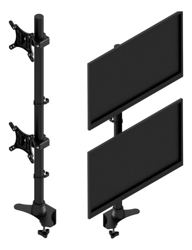 Suporte 2 Monitores Vertical Mesa Ajustável Ate 27 Pol Gamer