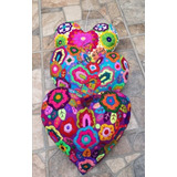 6 Cojines De Corazónes Artesanales Bordados A Mano - 40 Cm 