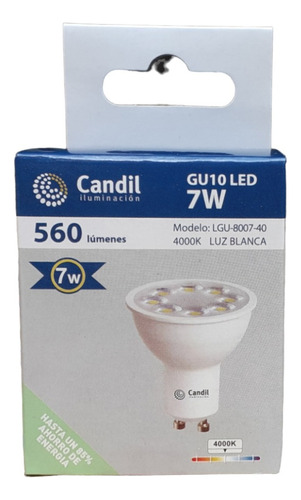 Pack X 10 Lámpara Led Dicroica 7w 35° Gu10 Candil Color De La Luz Luz Neutra