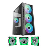 Gabinete Gamer Atx Bpc-3147 Com 3 Cooler Fan Verde Rgb Cor Preto