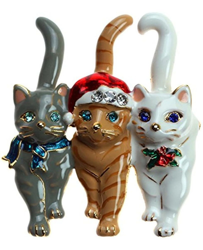 Lova Jewelry - Pin De Gato Triple Para Navidad