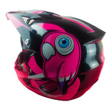 Casco De Mujer Motocross Con Dibujo De Loro