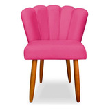 Poltrona Cadeira Sala Jantar Penteadeira Pétala Veludo Pink